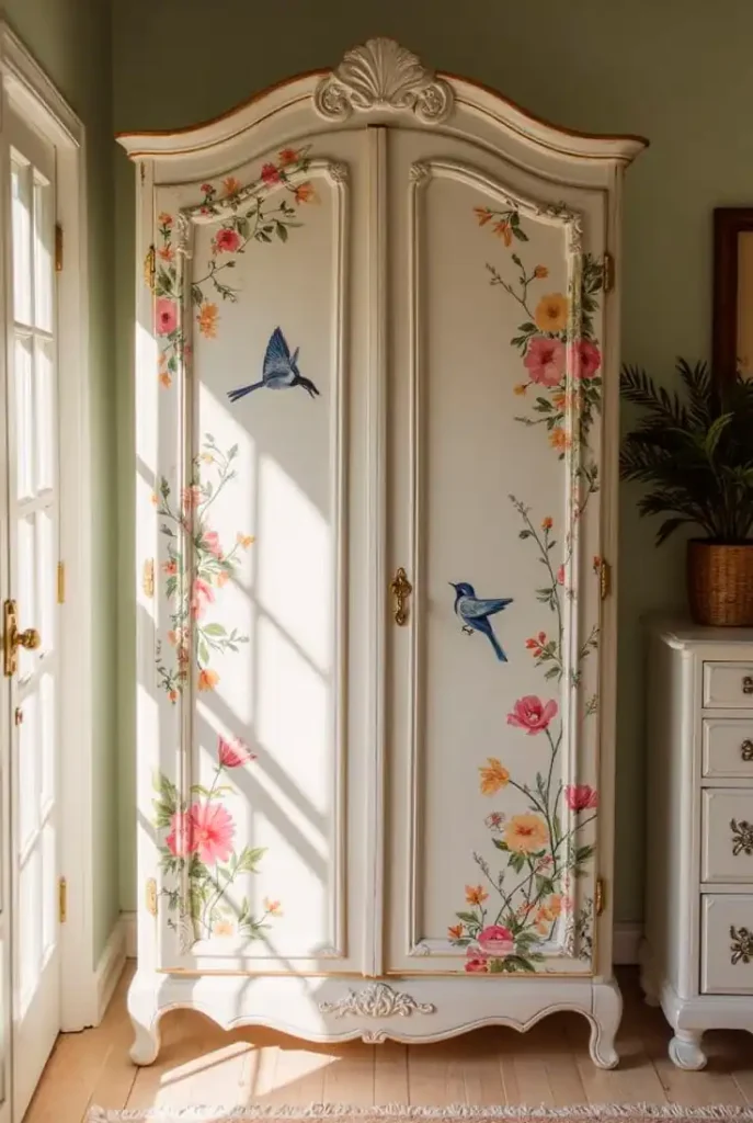  staging french country decor vintage painted furniture & floral wardrobe ideas 🌸🐦✨ filled
