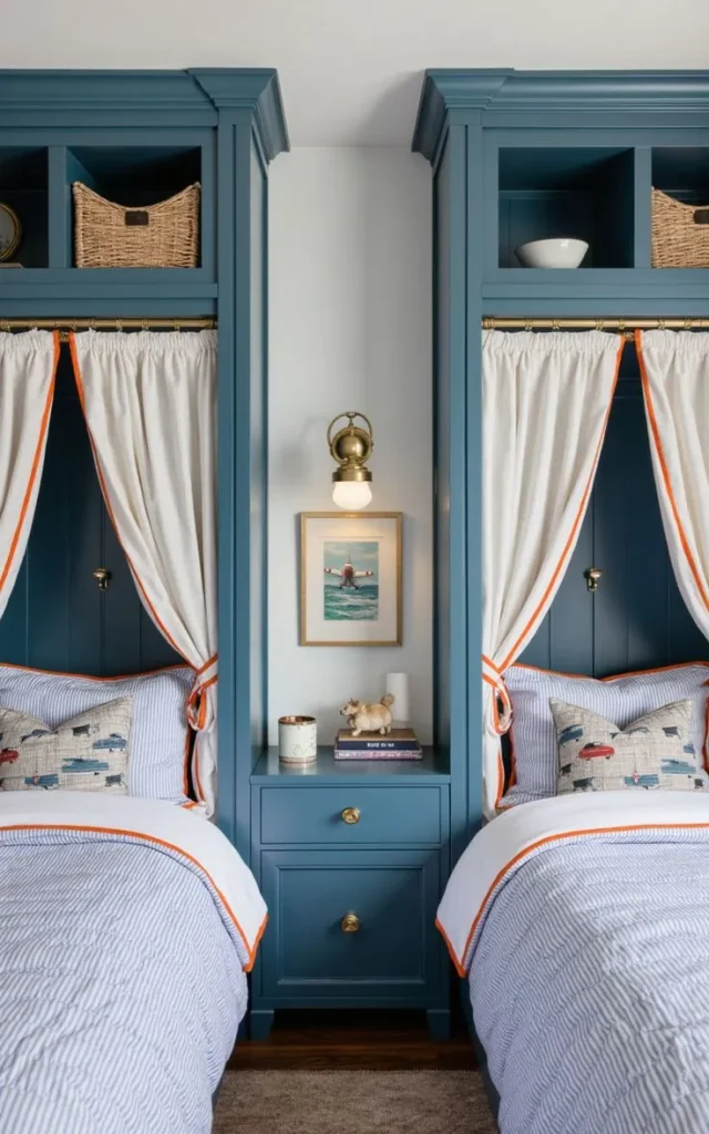 staging transitional kids room cozy built in bunk beds with privacy curtains 🛌📘🧡 (1)