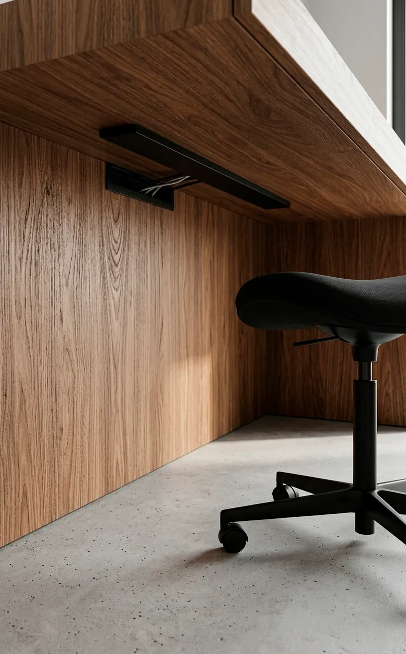 Clean look of a legless floating desk in a small office.