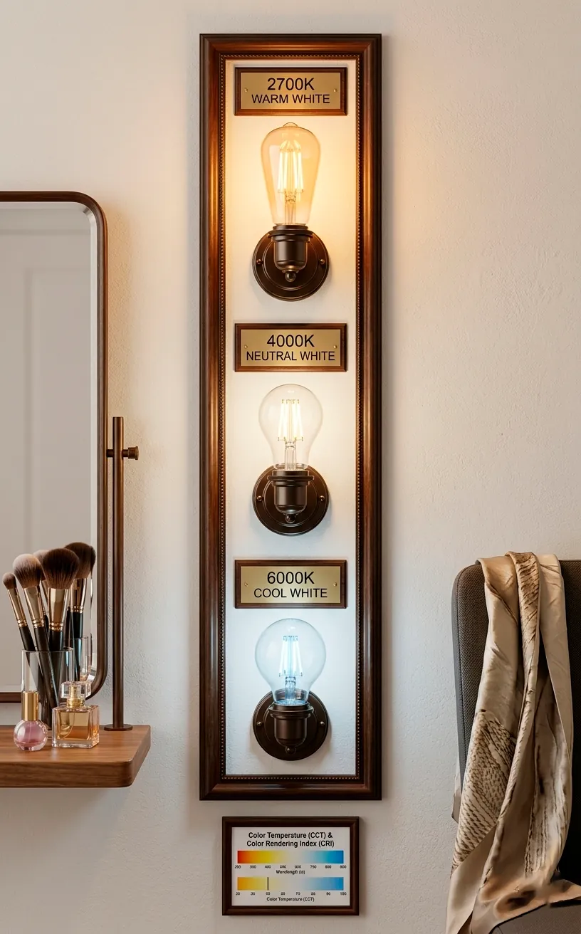 Light bulb color temperature comparison showing warm vs cool white light tones.