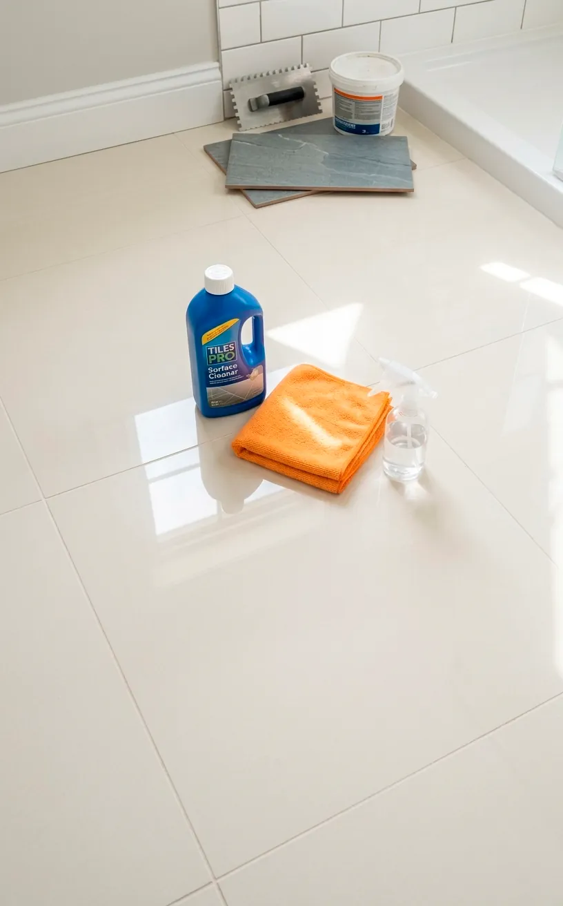 Cleaning and prepping a bathroom floor for peel and stick tile installation.